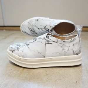 Leather marble printed slip-on sneakers